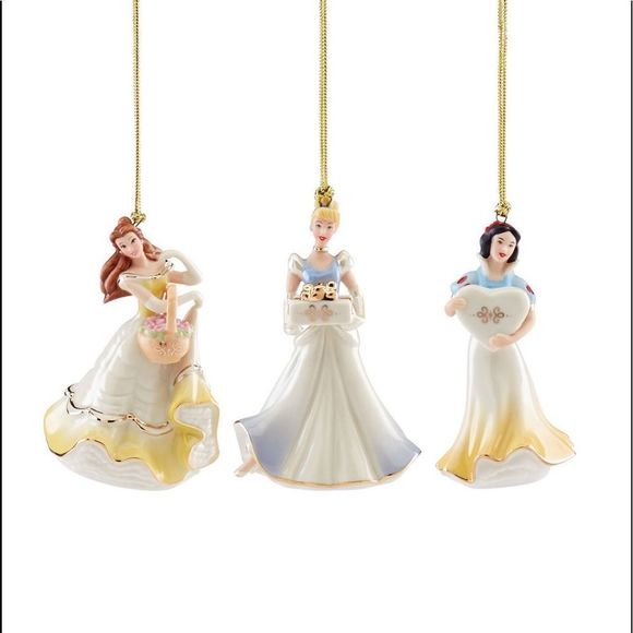 Lenox Holiday Lenox Disney Princess Set Of 3 Disney Ornaments Nwt